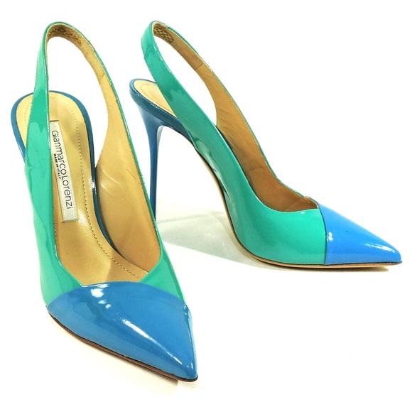 Gianmarco Lorenzi Shoes - GIANMARCO LORENZI 🇮🇹 WOMEN'S BLUE & GREEN PATENT LEATHER FASHION SANDALS
